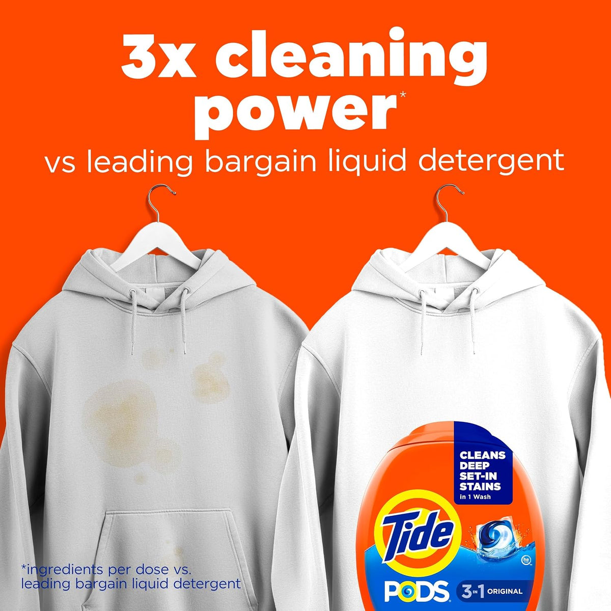 Tide PODS laundry detergent pacs, 3-in-1 Stain Remover, Odor Fighter, Color Protector, 112 Count, HE compatible, Spring Meadow Scent