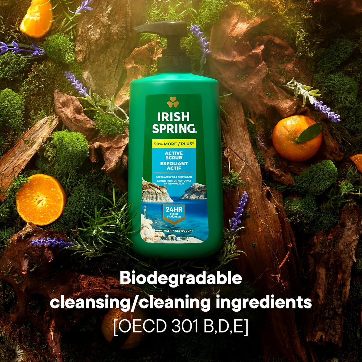 Irish Spring 5 in 1 Body Wash for Men, Fresh Eucalyptus & Bergamot, 887 mL