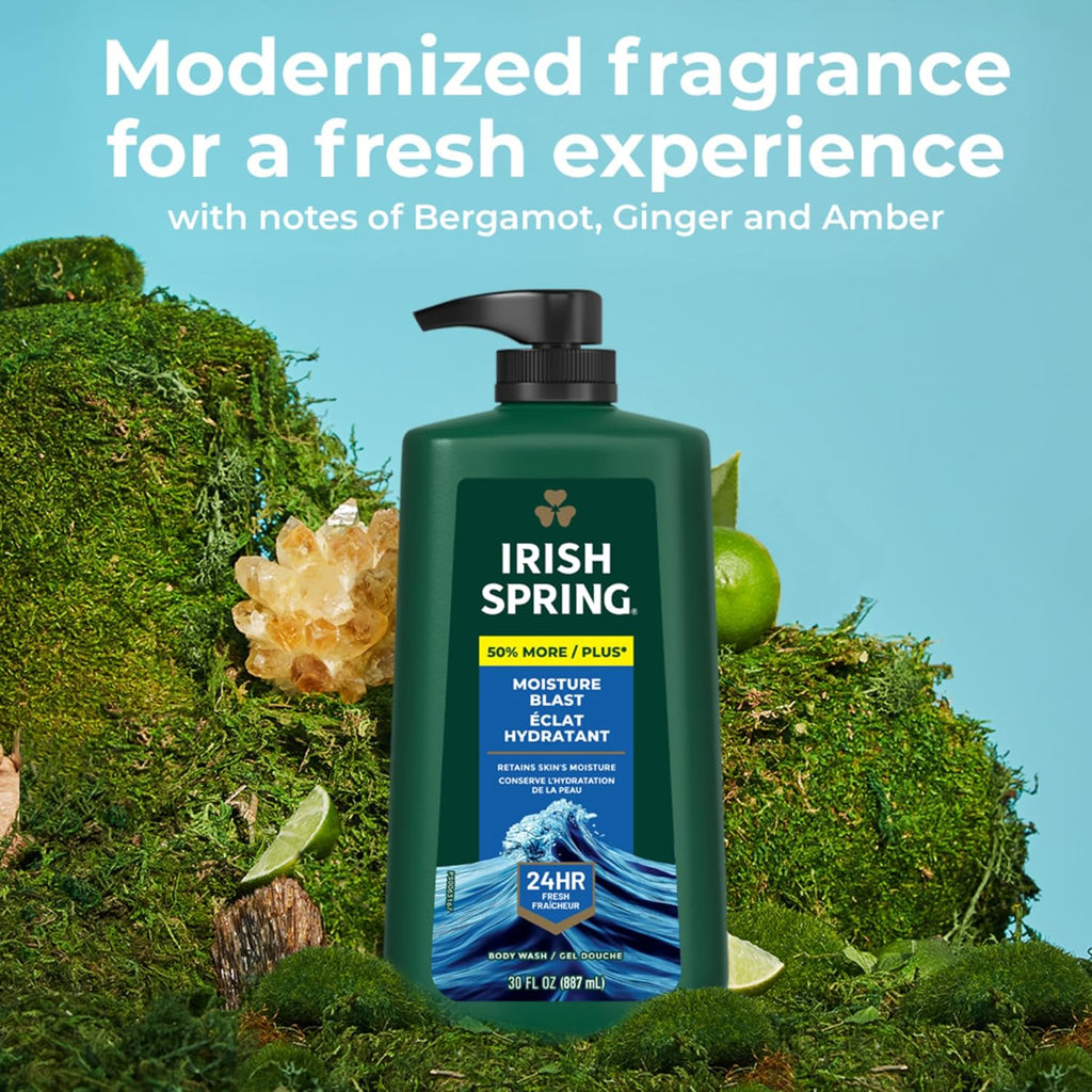 Irish Spring 5 in 1 Body Wash for Men, Fresh Eucalyptus & Bergamot, 887 mL