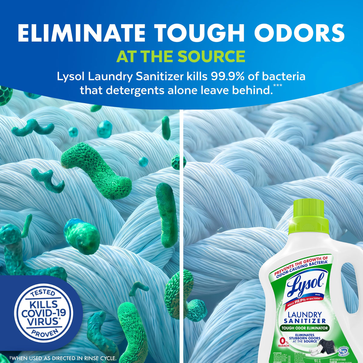 Lysol Laundry Sanitizer Liquid, Detergent Additive, Crisp Linen, 90oz