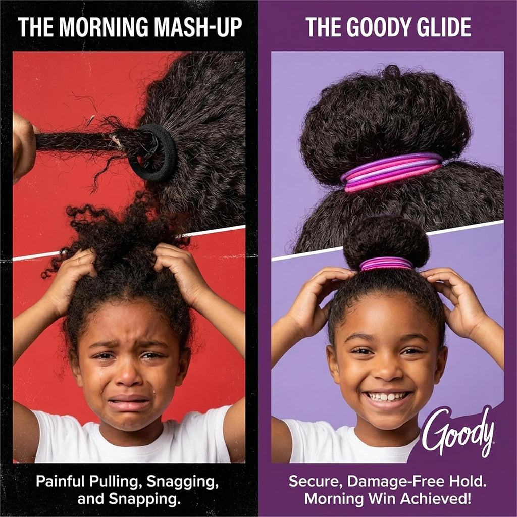 Goody Ouchless Elastic Hair Ties, 30 Ct, Black, 4MM Rubber Bands, Pain-Free