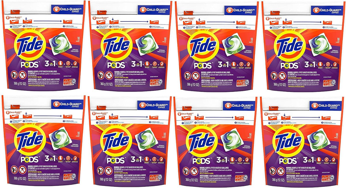 Tide PODS laundry detergent pacs, 3-in-1 Stain Remover, Odor Fighter, Color Protector, 112 Count, HE compatible, Spring Meadow Scent