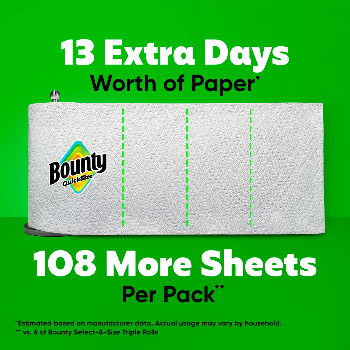 Bounty Quick Size Paper Towels, White, 8 Family Rolls